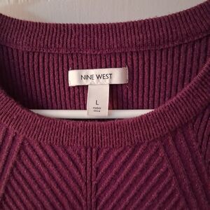Nine West Women's Textured Knit Sweater - Rich Burgundy